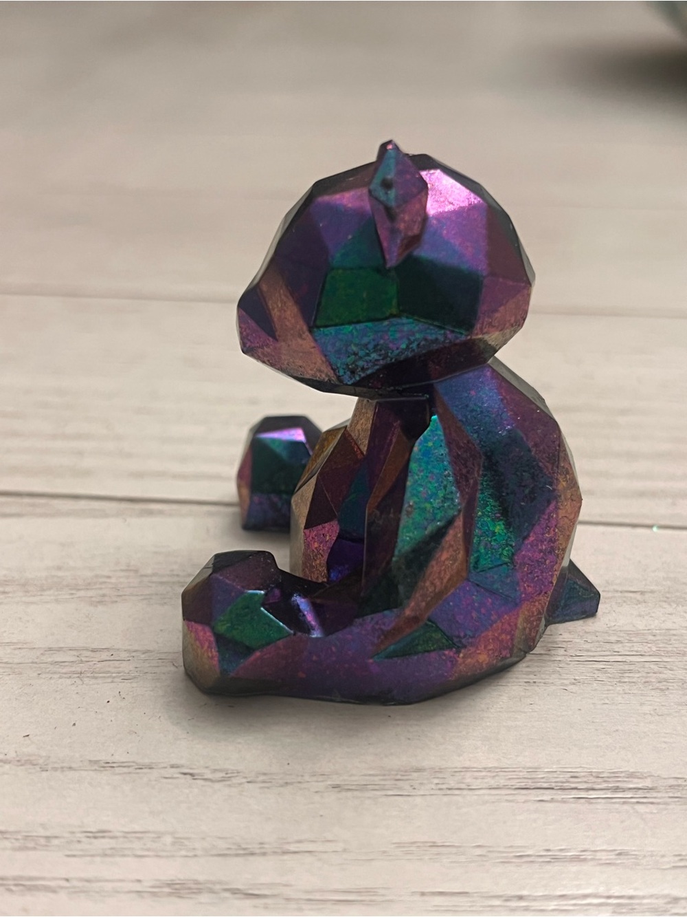 Holographic Resin Small Bear Figurine - Purple Green Blue - Picture 3 of 5